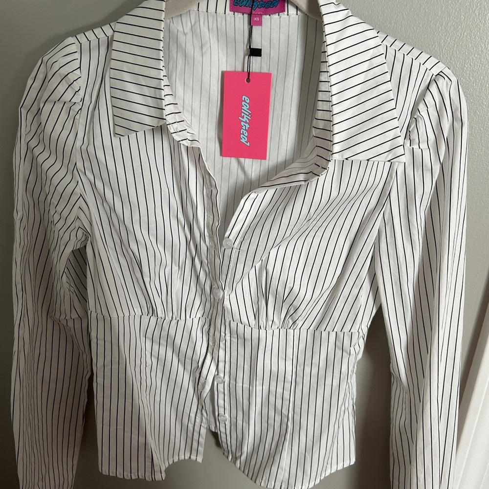 Edikted Black and White Striped Top